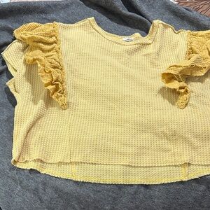 Sunny Yellow Ruffle Sleeve Women's Top